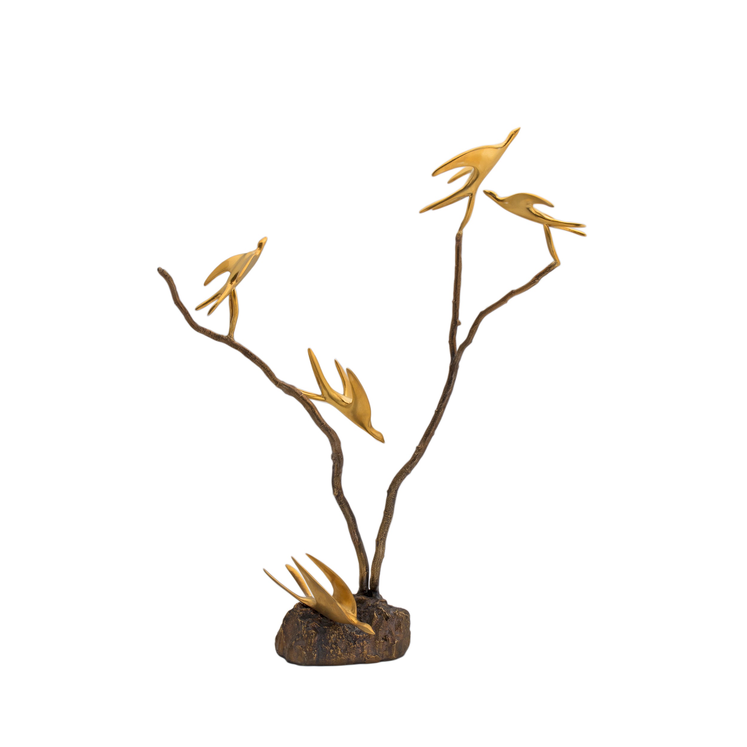 5 Birds On Sculpted Tree - Model 2